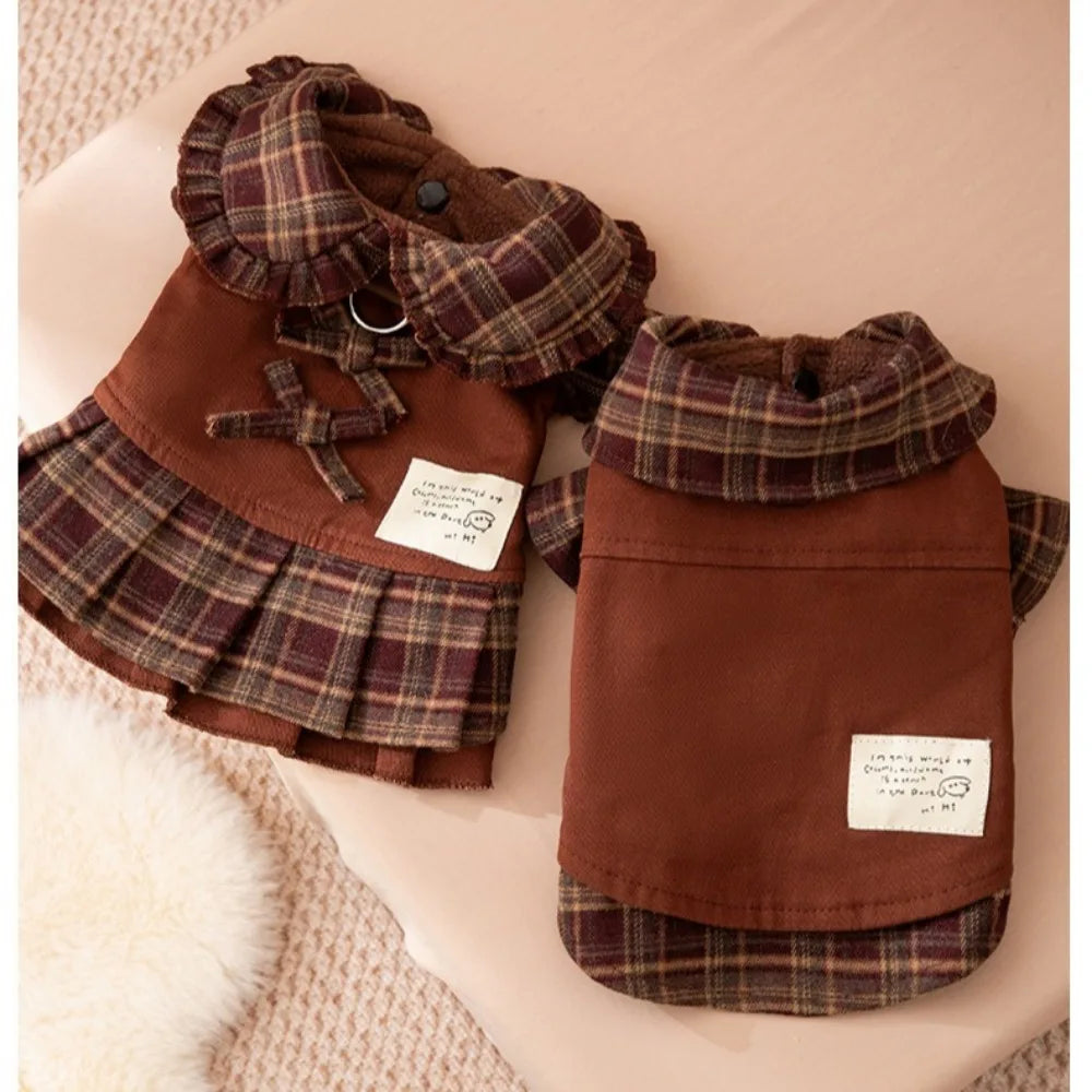 Chic Pet Plaid Hoodie Dress